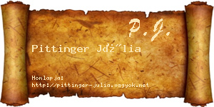 Pittinger Júlia névjegykártya